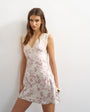 Topshop lace insert pintucked waist mini tea dress in pink floral