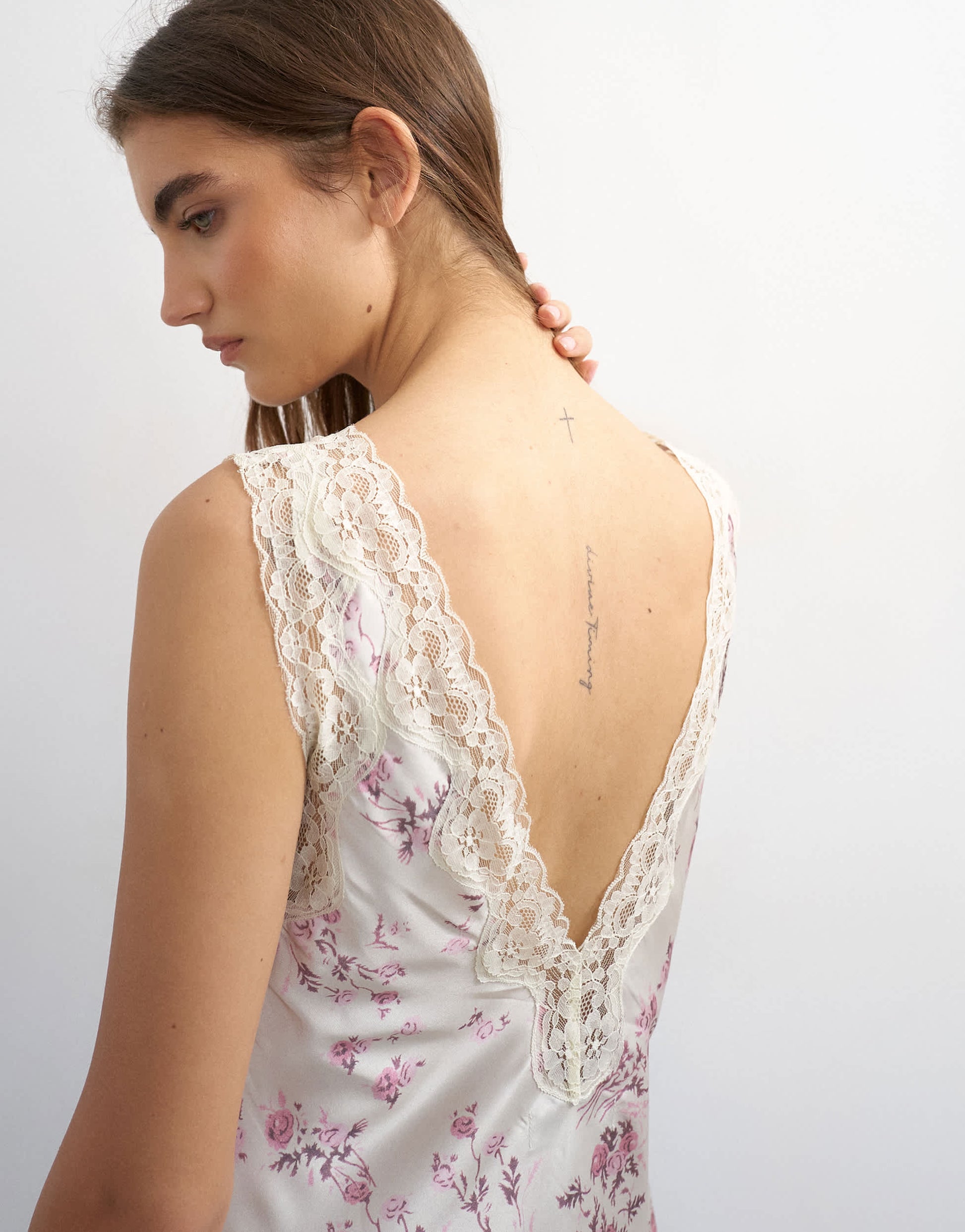 Topshop lace insert pintucked waist mini tea dress in pink floral