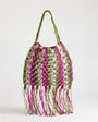 Topshop Milan medium crochet tassel bag in khaki stripe