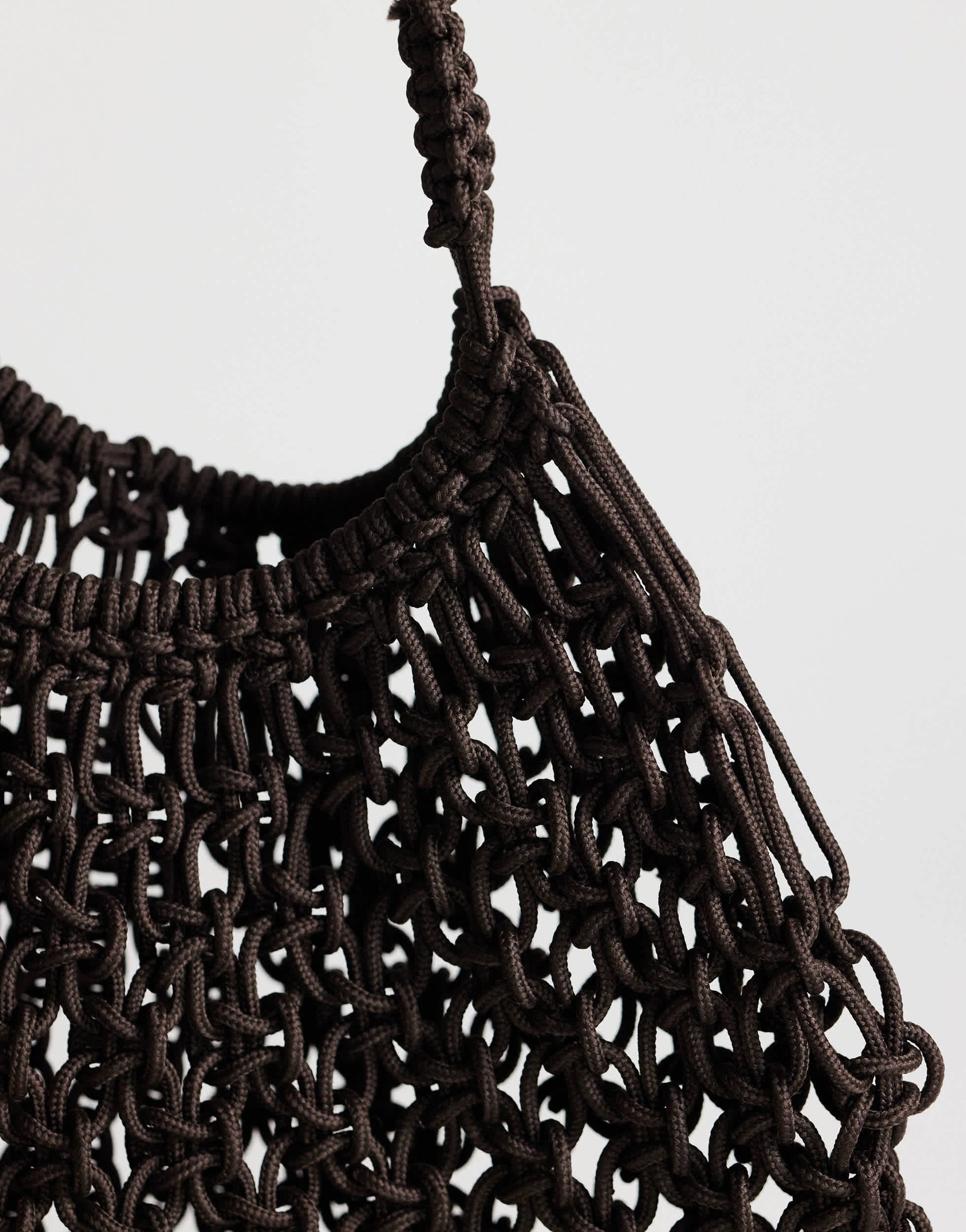 Topshop Milan medium crochet tassel bag in chocolate
