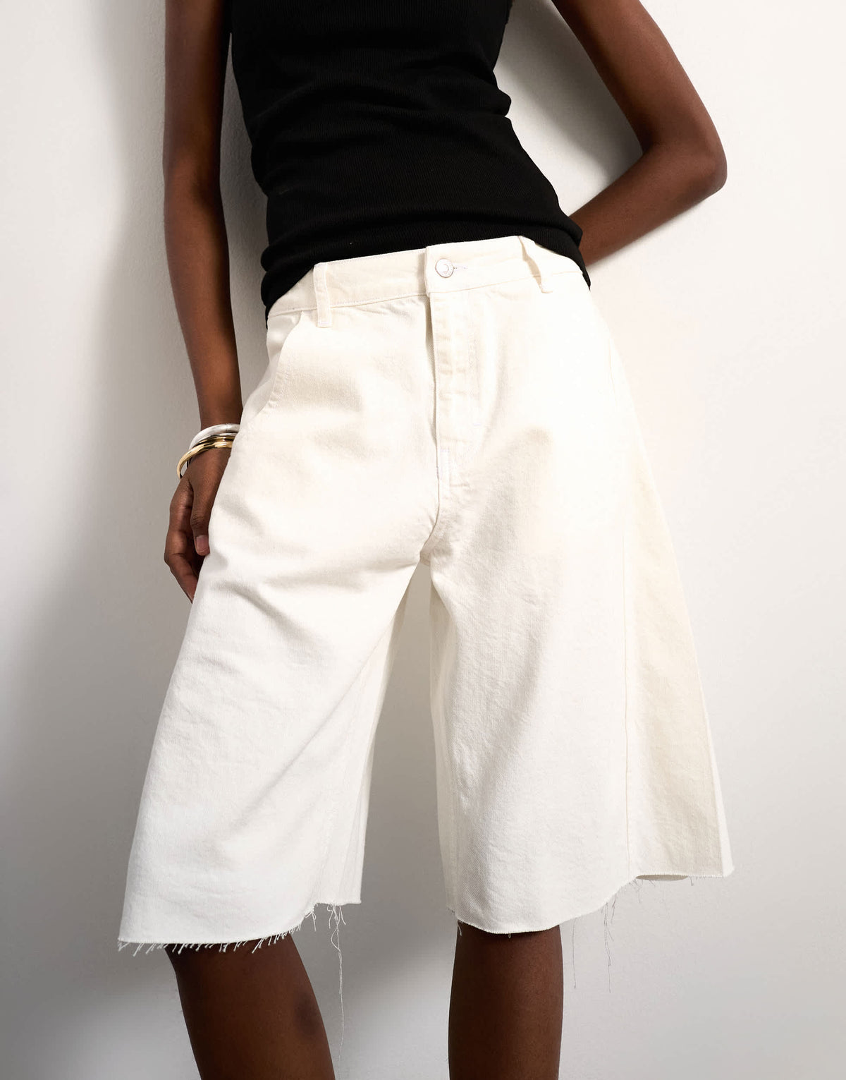 Topshop denim barrel jort in ecru