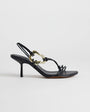 Topshop Nova strappy mid heeled sandal with hardware in black