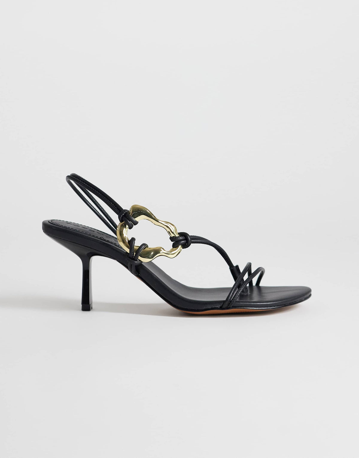 Topshop Nova strappy mid heeled sandal with hardware in black