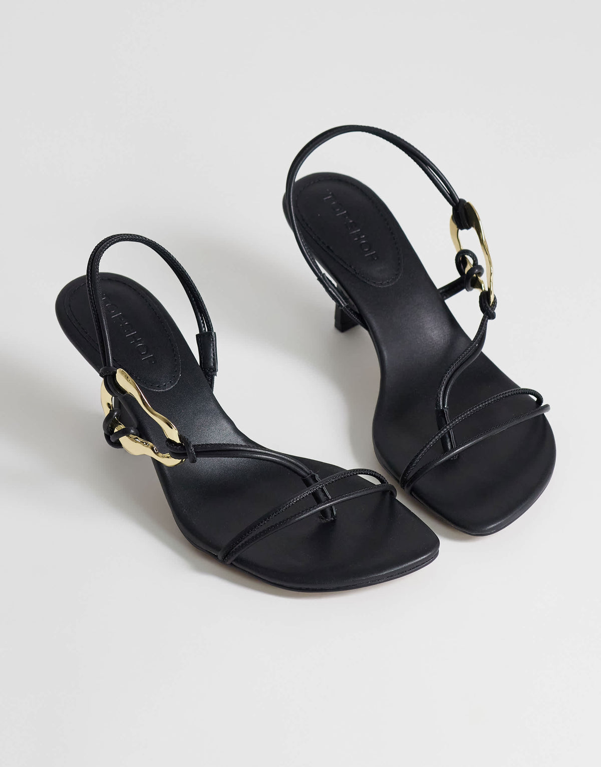 Topshop Nova strappy mid heeled sandal with hardware in black