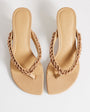 Topshop Nolan beaded toe thong mid heel sandal in camel