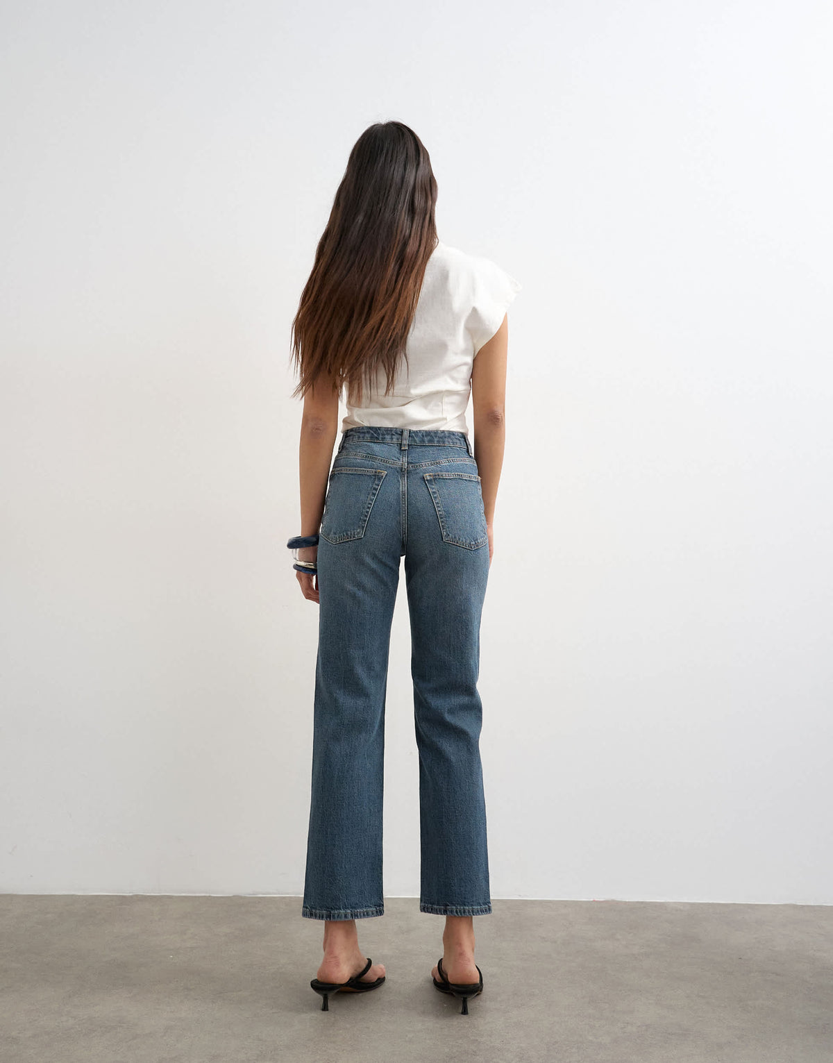 Topshop Orson mid rise comfort straight jean in deep blue