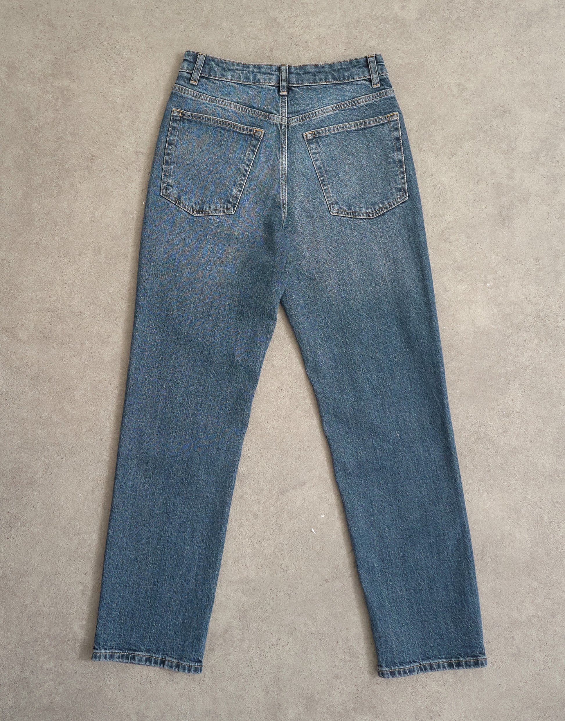 Topshop Orson mid rise comfort straight jean in deep blue