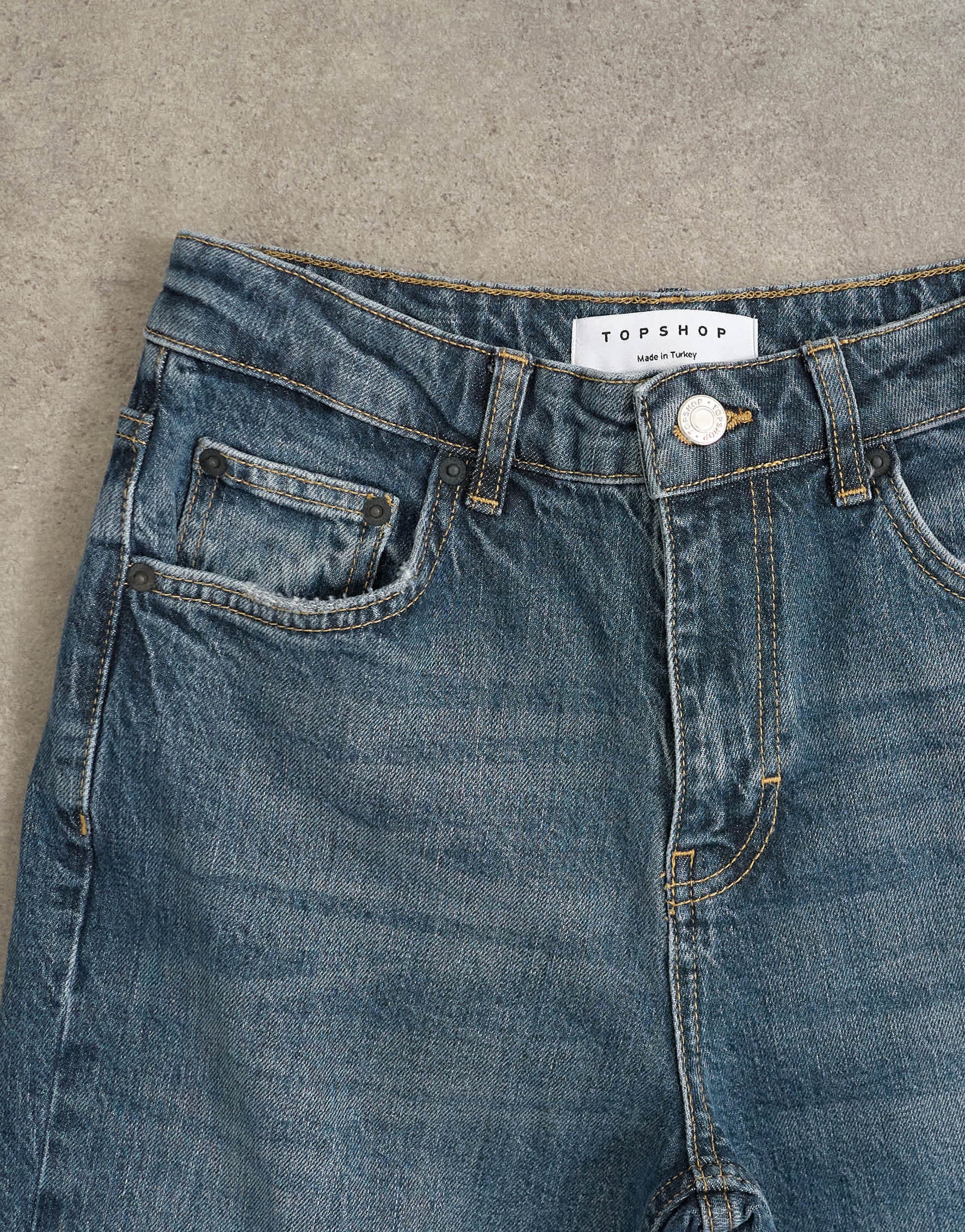 Topshop Orson mid rise comfort straight jean in deep blue
