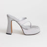 Topshop Nima platform heeled toe thong sandal in grey satin
