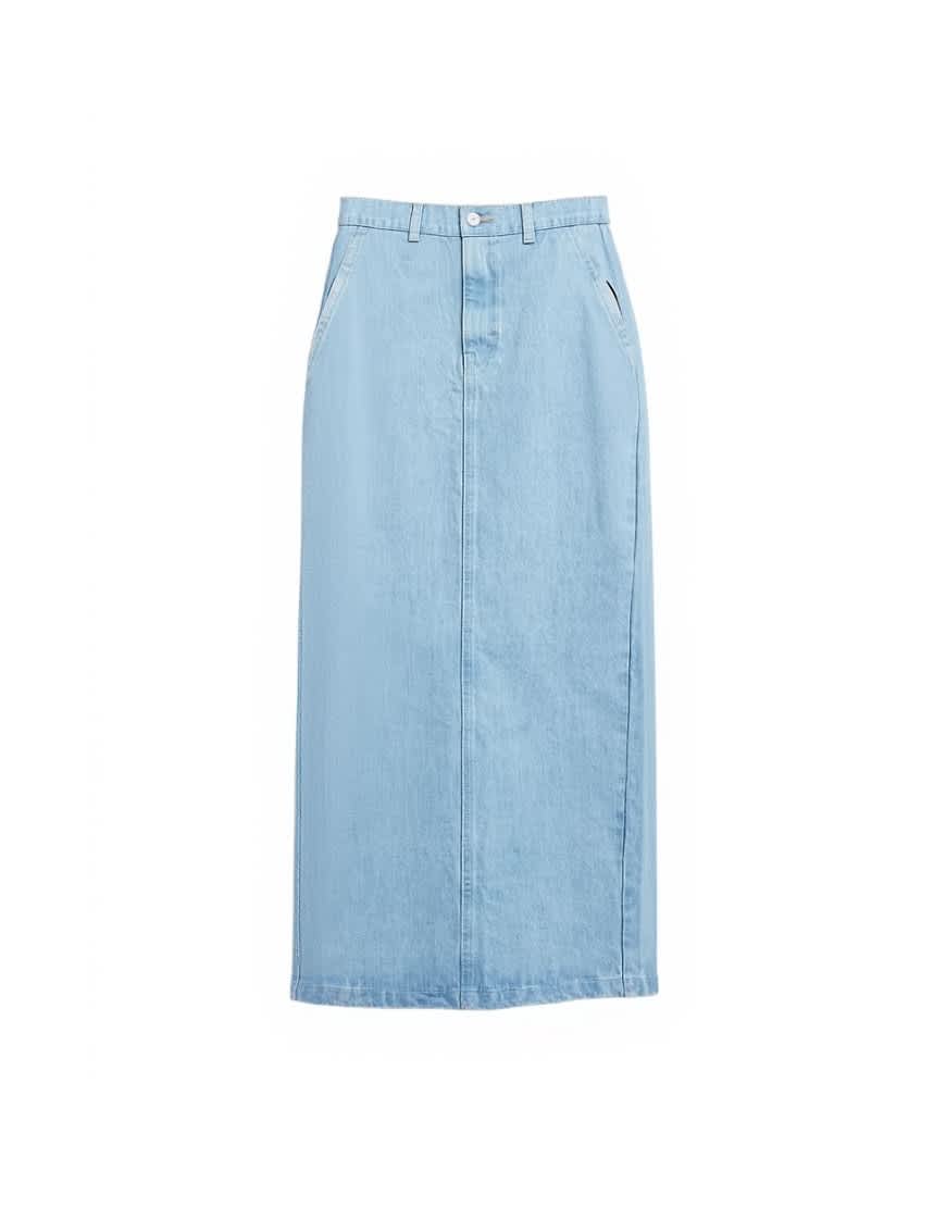 Topshop denim column skirt in bleach