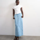 Topshop denim column skirt in bleach