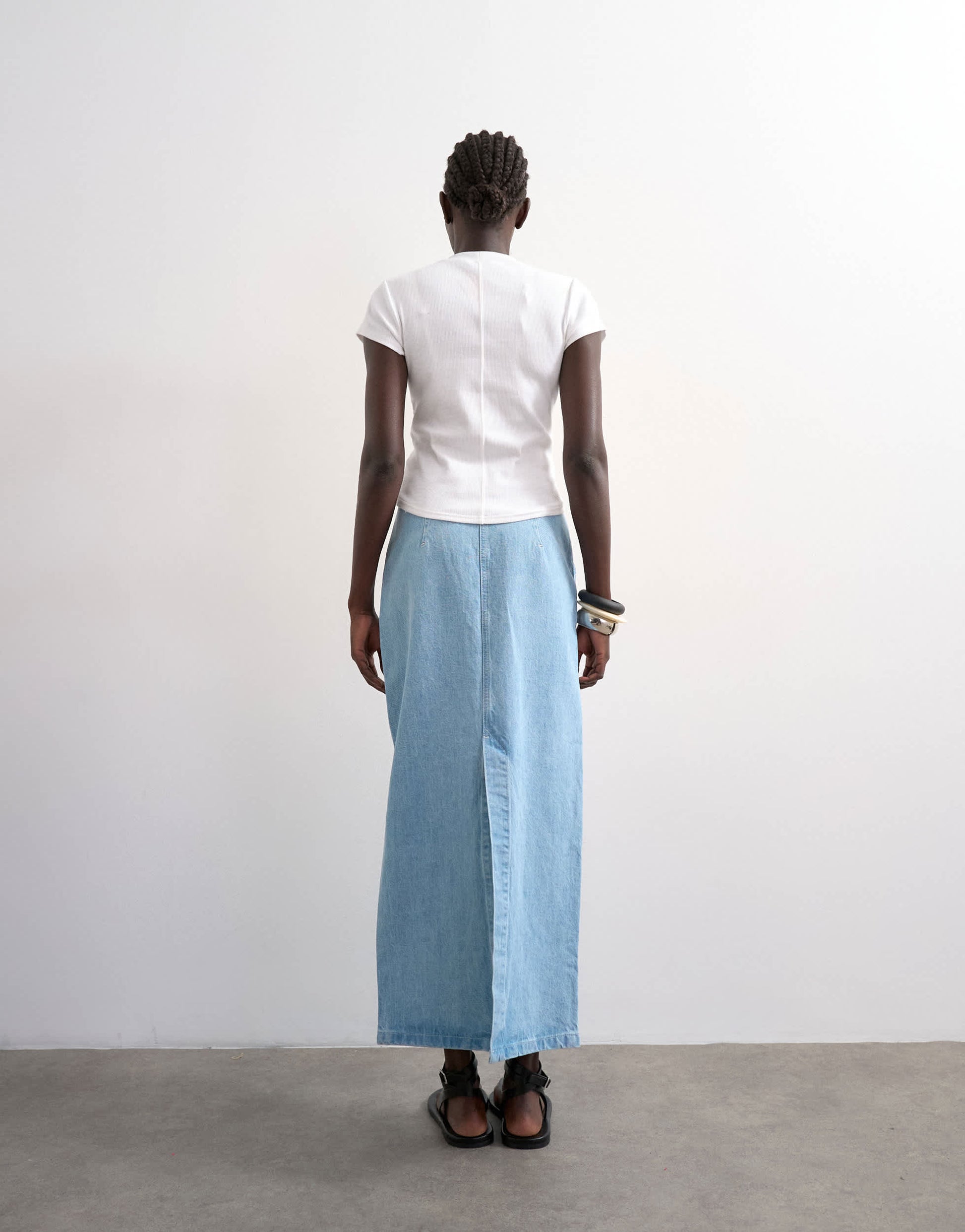 Topshop denim column skirt in bleach