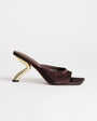 Topshop Nicole angular mid heel mule in chocolate satin