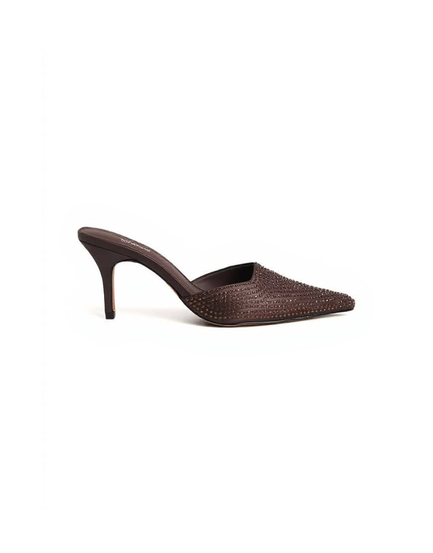 Topshop Avery embellished mule mid court in chocolate