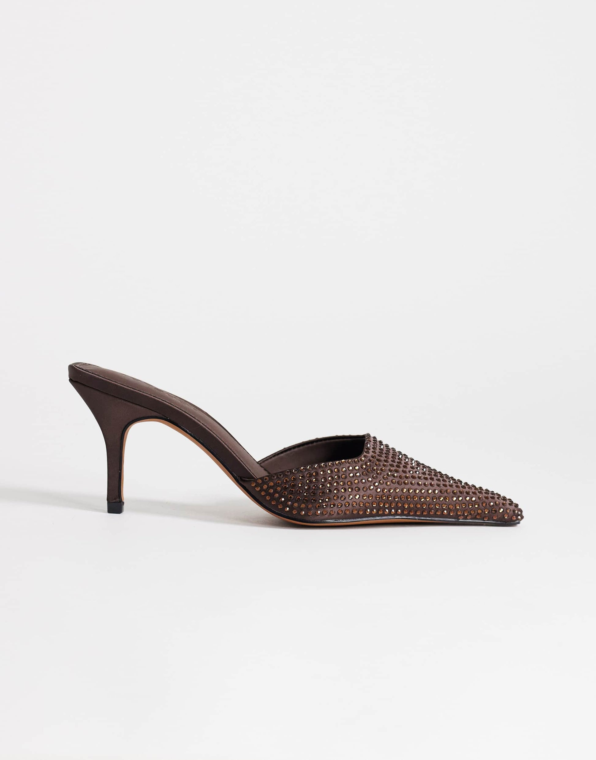 Topshop Avery embellished mule mid court in chocolate