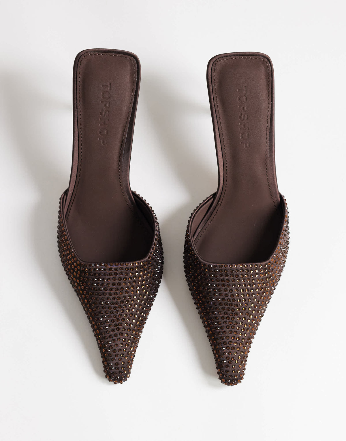 Topshop Avery embellished mule mid court in chocolate