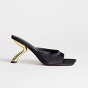 Topshop Nicole angular mid heel mule in black satin