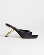 Topshop Nicole angular mid heel mule in black satin
