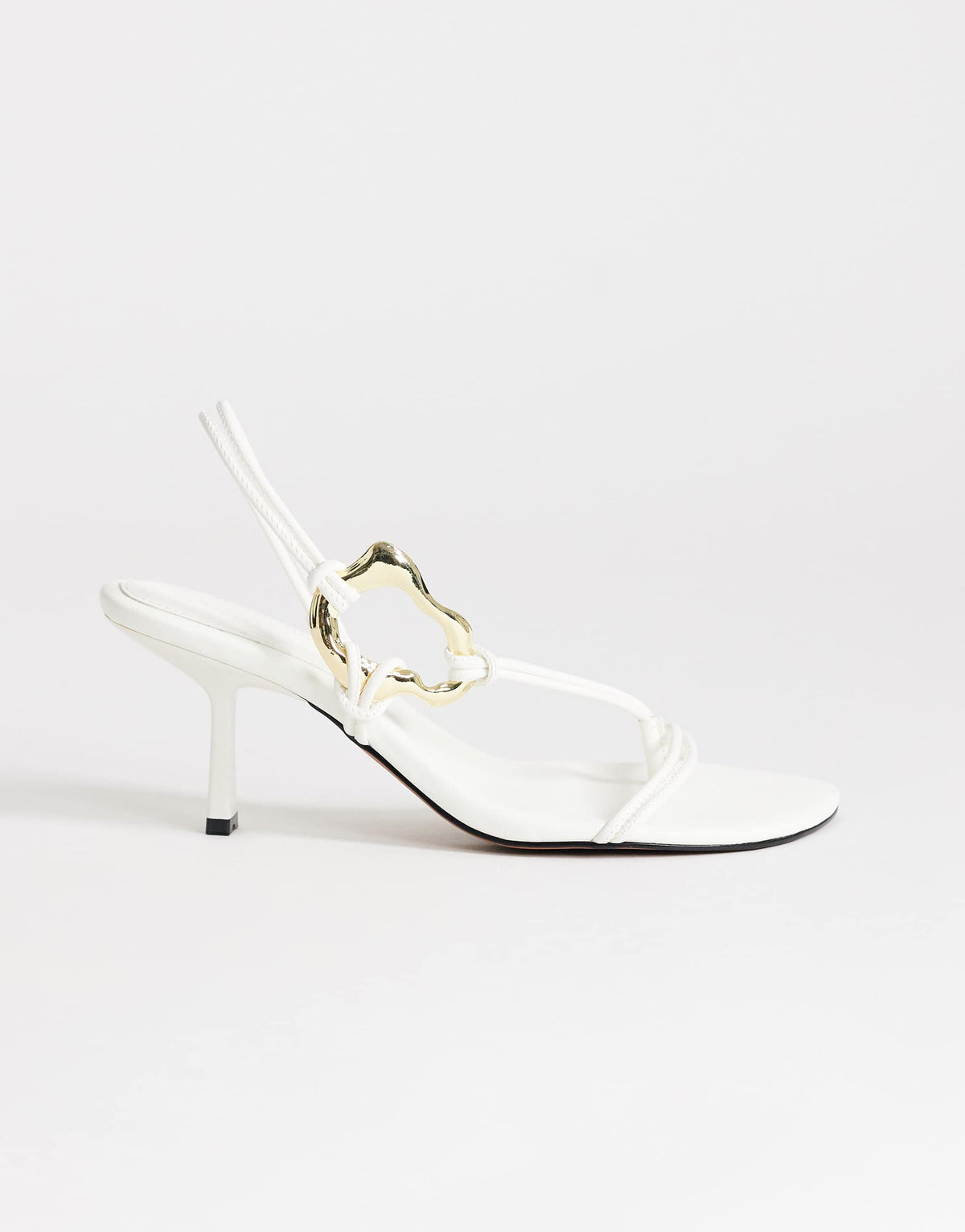 Topshop Nova strappy mid heeled sandal with hardware in white
