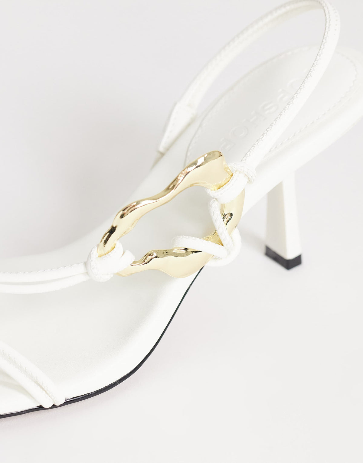 Topshop Nova strappy mid heeled sandal with hardware in white