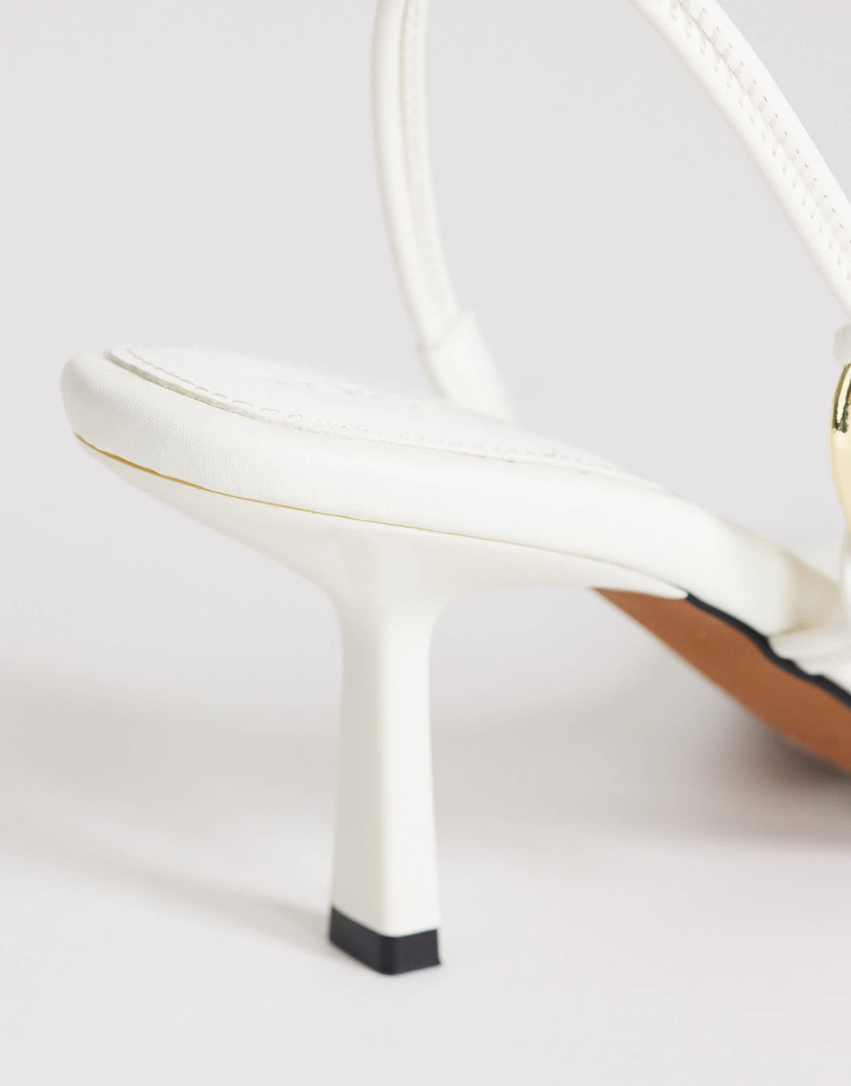 Topshop Nova strappy mid heeled sandal with hardware in white