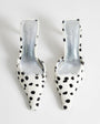 Topshop Alfie real hair on leather pointed mid heeled court in dalmation