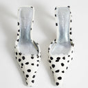 Topshop Alfie real hair on leather pointed mid heeled court in dalmation