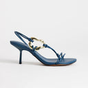 Topshop Nova strappy mid heeled sandal with hardware in teal