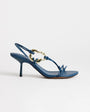 Topshop Nova strappy mid heeled sandal with hardware in teal
