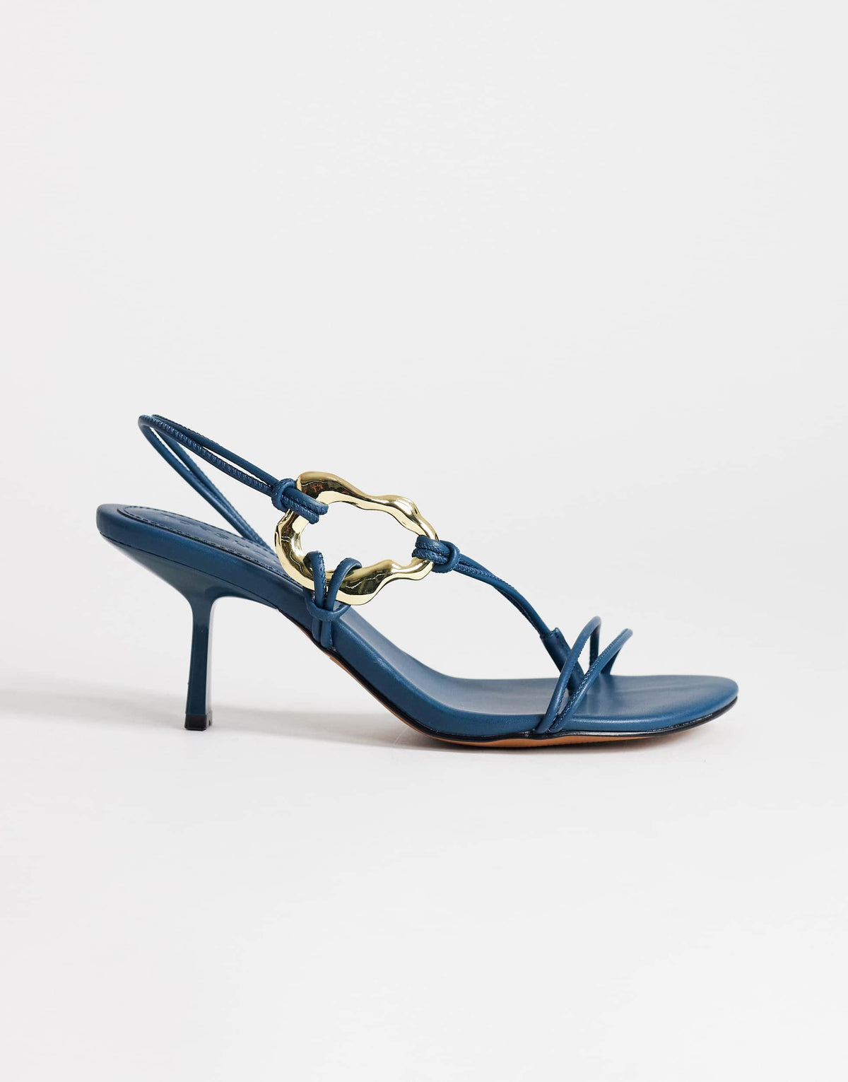 Topshop Nova strappy mid heeled sandal with hardware in teal