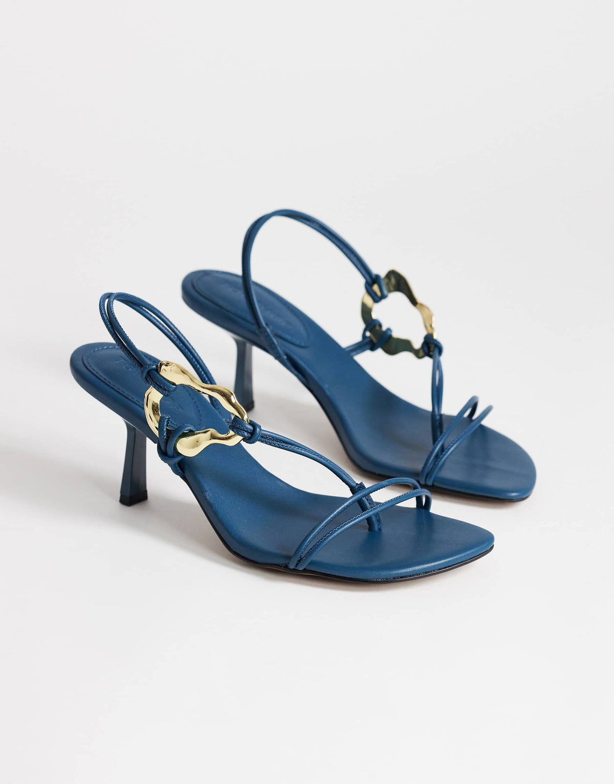 Topshop Nova strappy mid heeled sandal with hardware in teal