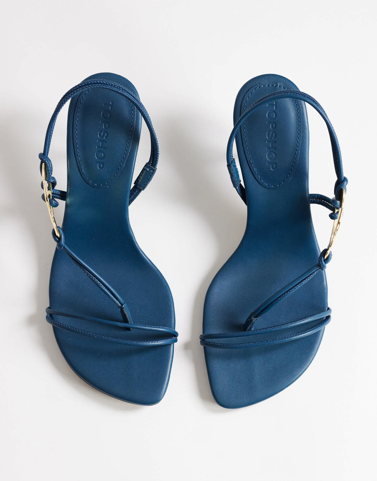 Topshop Nova strappy mid heeled sandal with hardware in teal