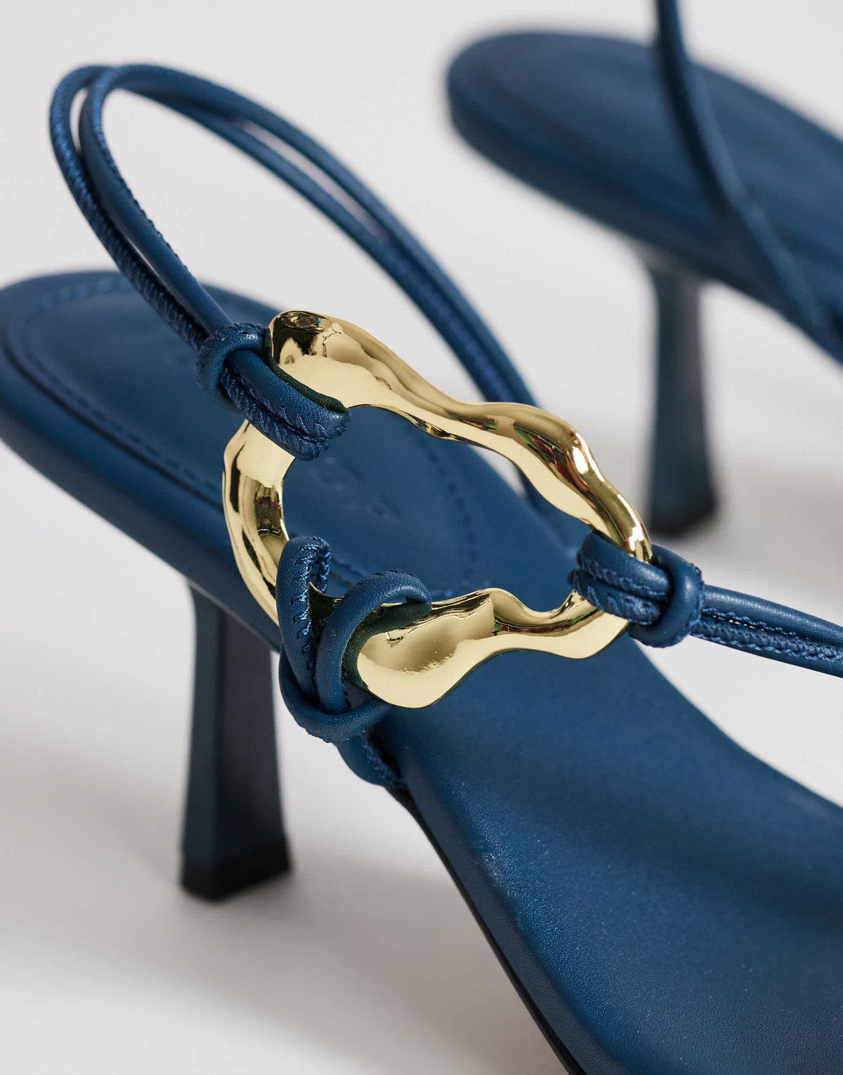 Topshop Nova strappy mid heeled sandal with hardware in teal