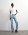 Topshop mid rise comfort straight jean in light bleach