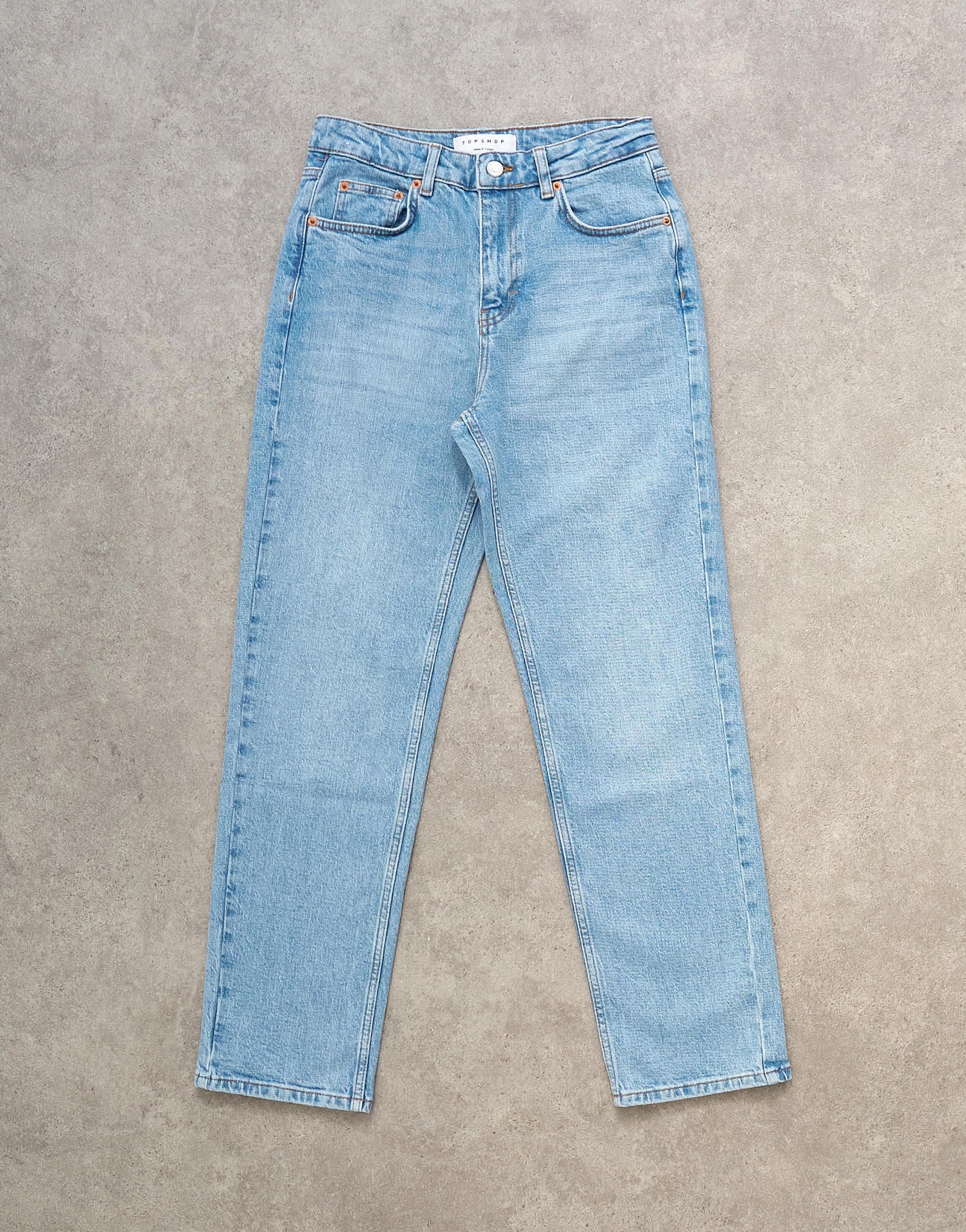 Topshop Orson mid rise comfort straight jean in light bleach