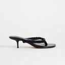 Topshop Nolan beaded toe thong mid heel sandal in black