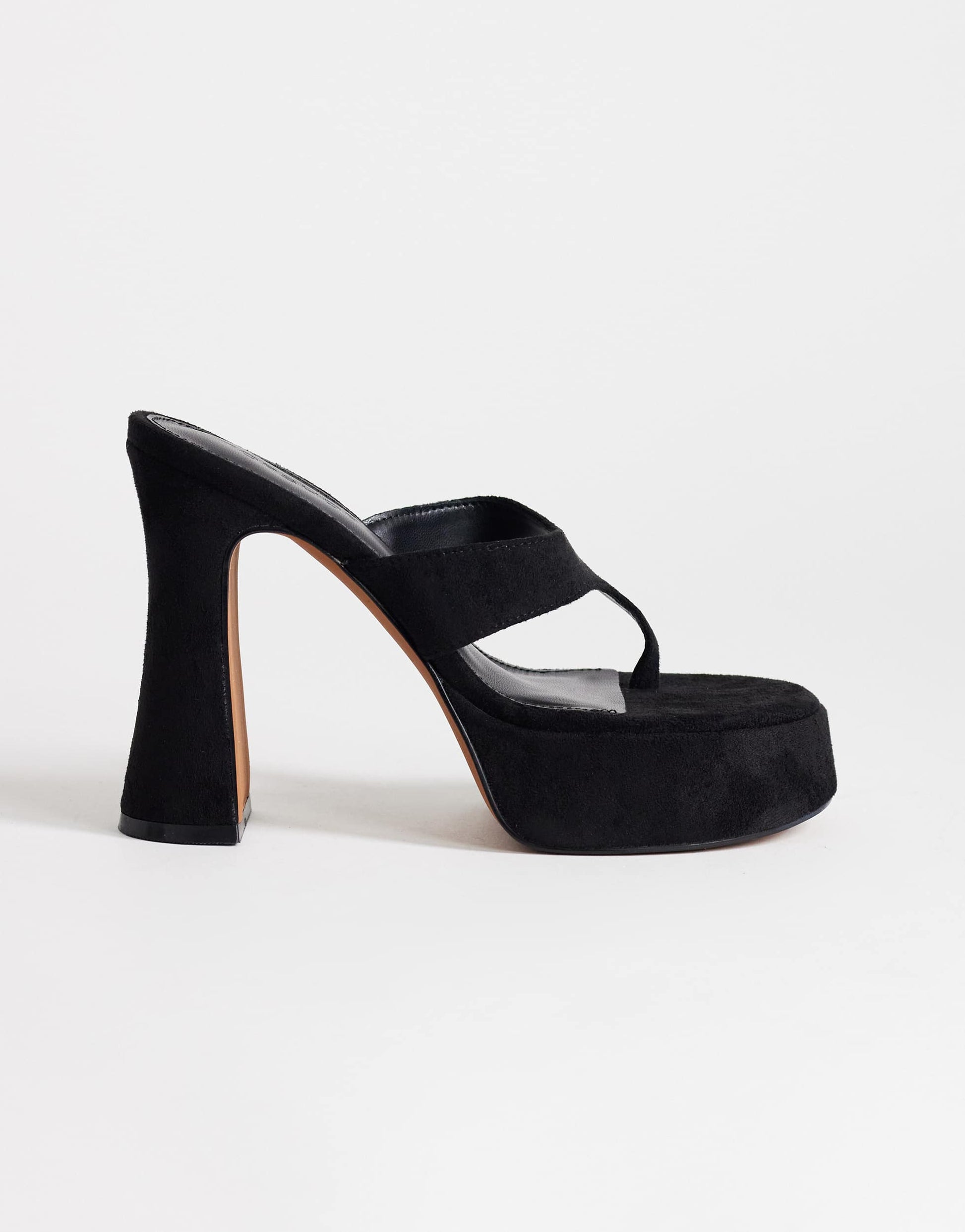 Topshop Nima platform high heeled toe thong sandal in black