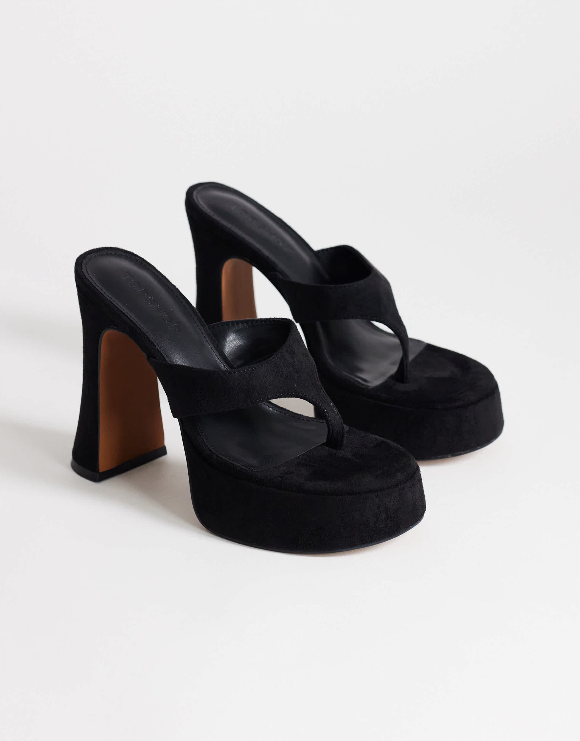 Topshop Nima platform high heeled toe thong sandal in black