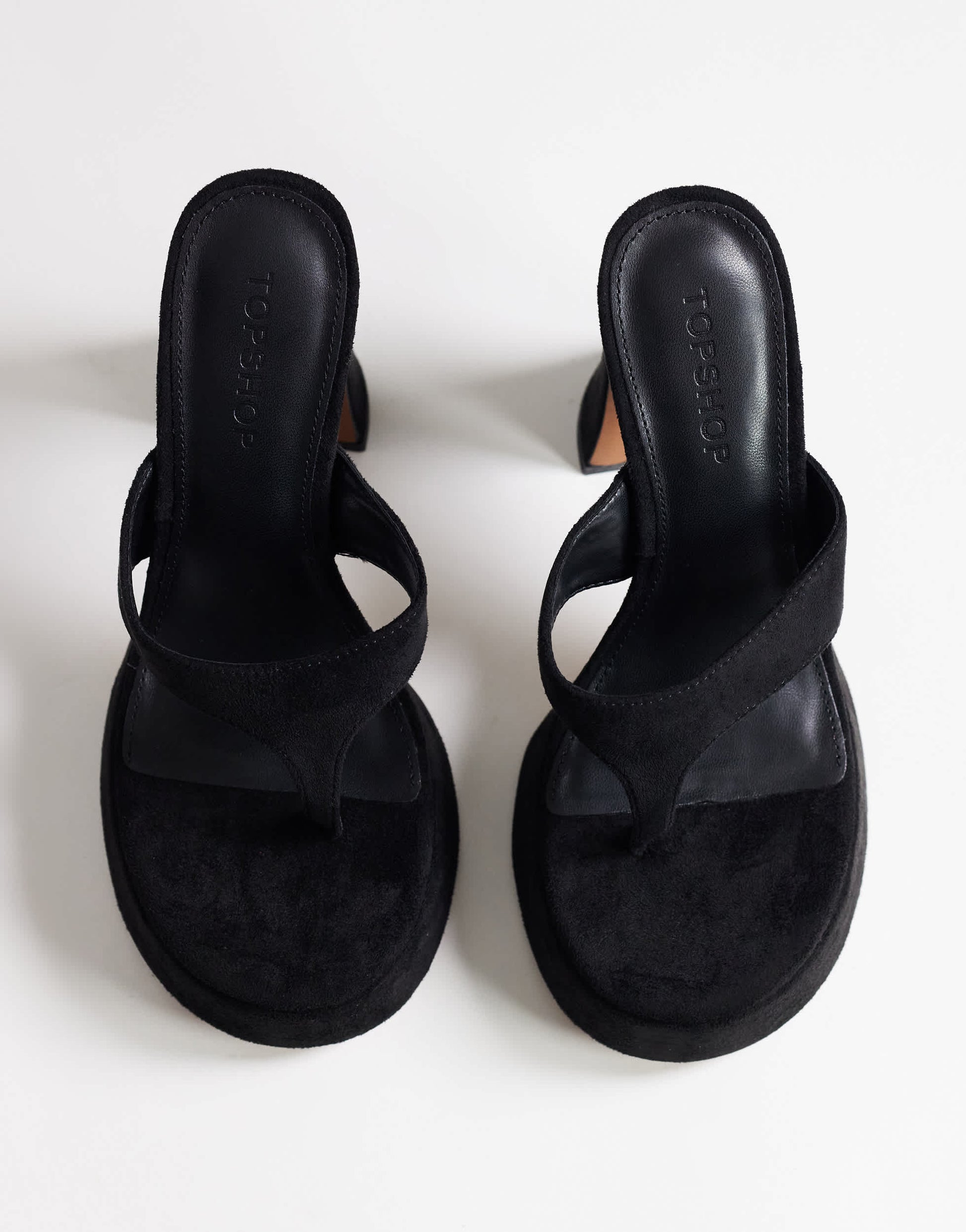 Topshop Nima platform high heeled toe thong sandal in black