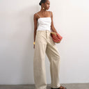 Topshop Barrel mid rise jean in oat