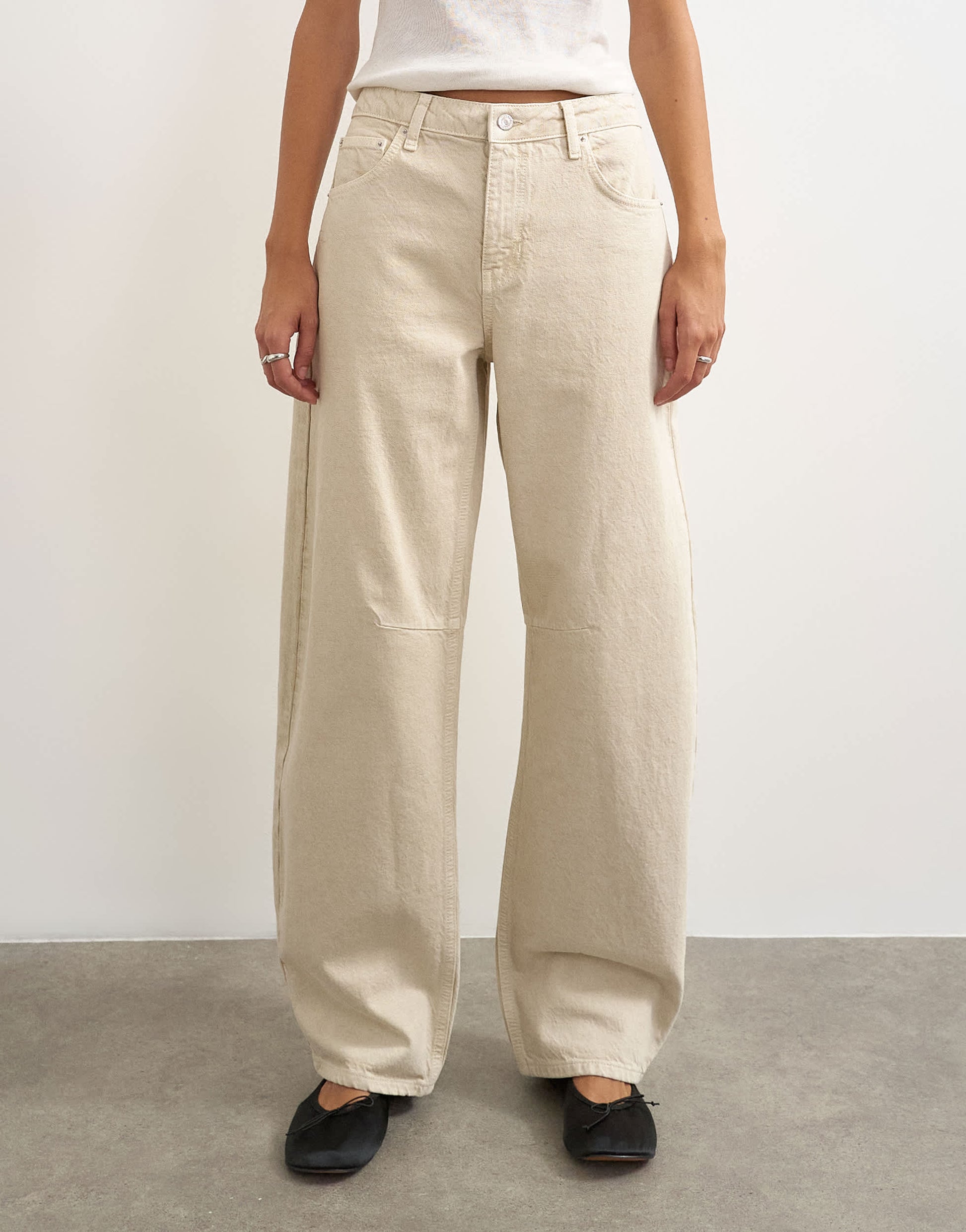 Topshop Barrel mid rise jean in oat