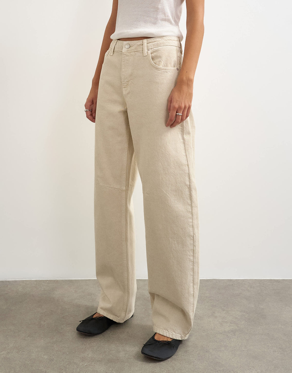Topshop Barrel mid rise jean in oat