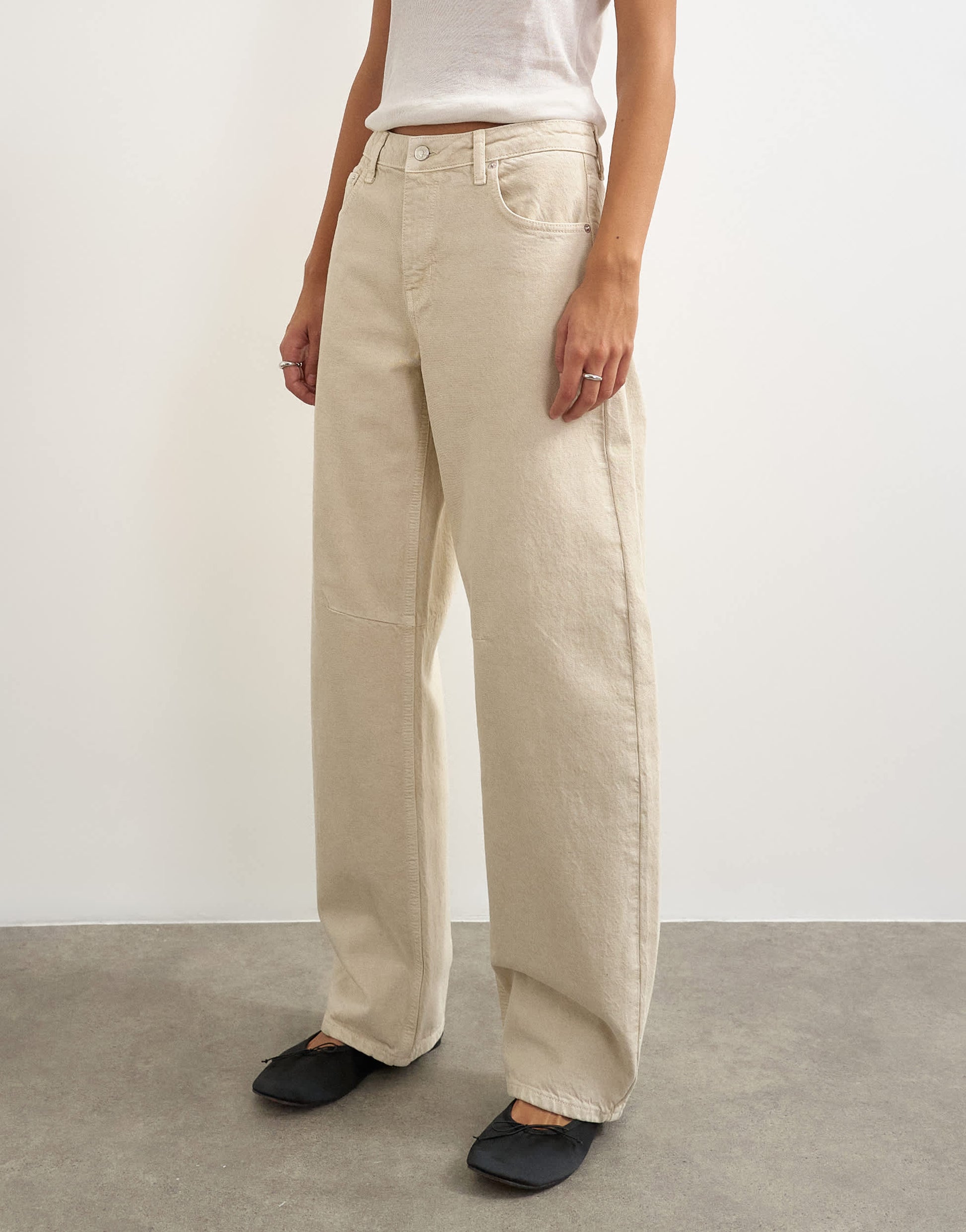 Topshop Barrel mid rise jean in oat
