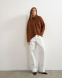 Topshop knitted asymmetric panel jumper in gingerbread