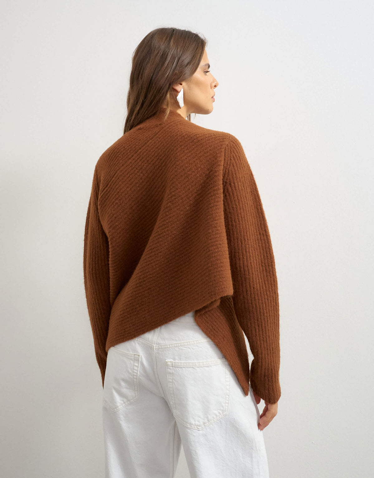 Topshop knitted asymmetric panel jumper in gingerbread