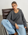 Topshop knitted scoop neck jumper in charcoal