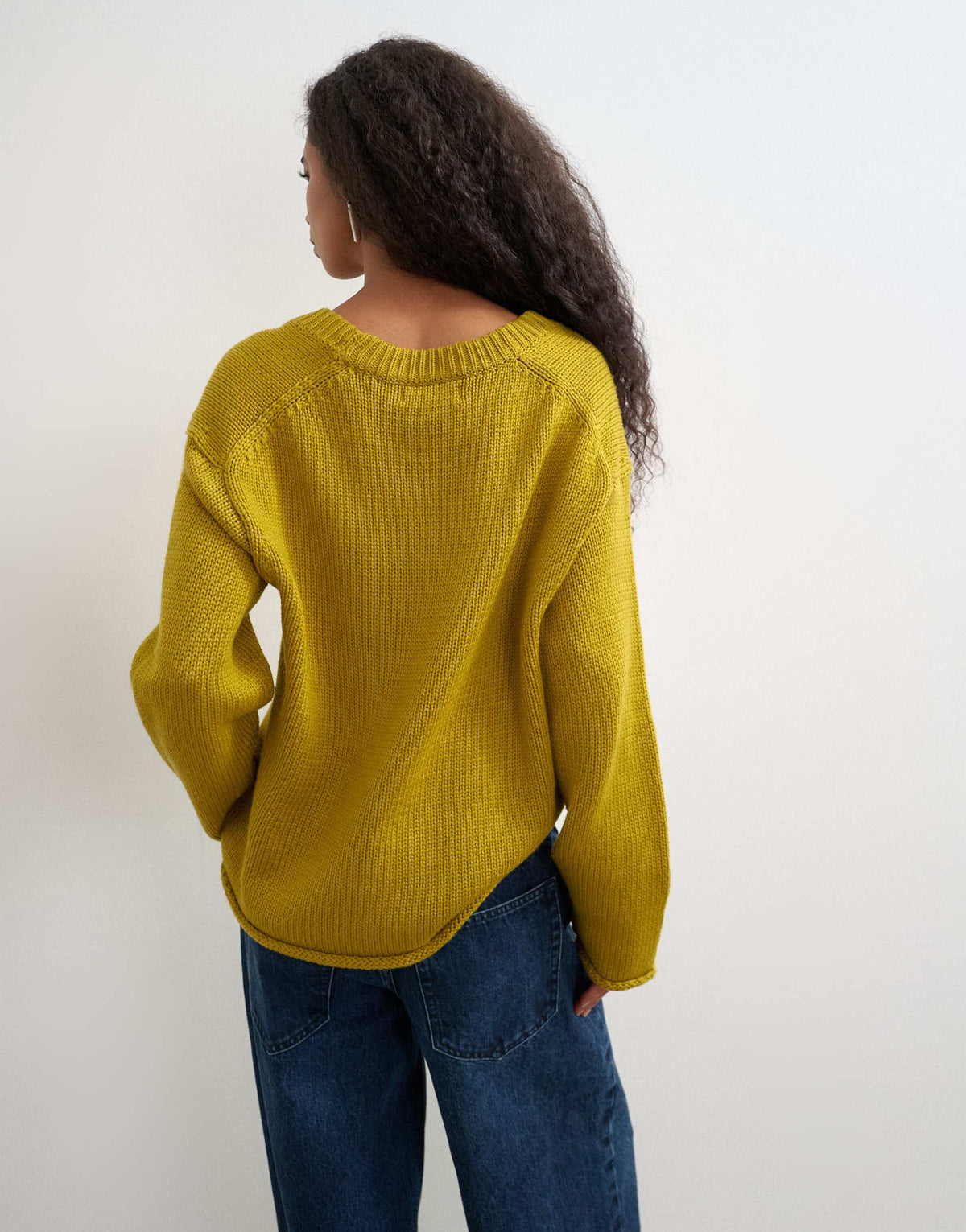 Topshop knitted scoop neck jumper in corn