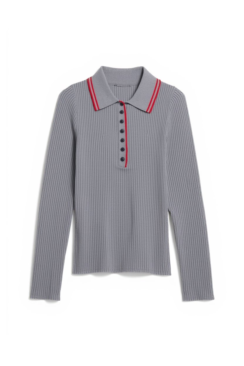 Topshop knitted side twist polo with wool in grey