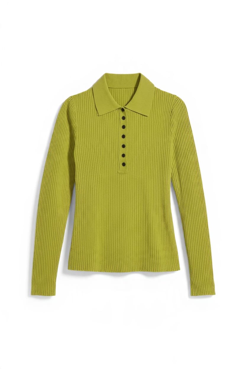 Topshop knitted side twist polo with wool in lime