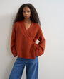 Topshop knitted wrap boxy cardigan with wool in cinnamon